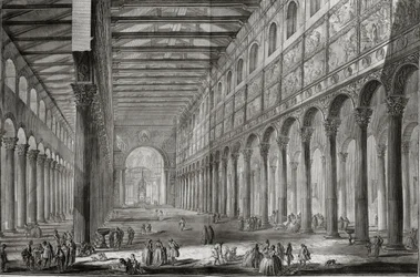 Intérieur de la Basilique de San Paolo Fuori le Mura, Rome, de 